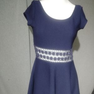 Blue dress with lace midsection